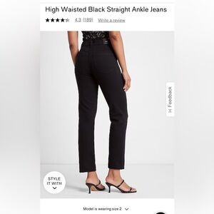 EXPRESS 00Short High Waisted Black Straight Ankle Jeans